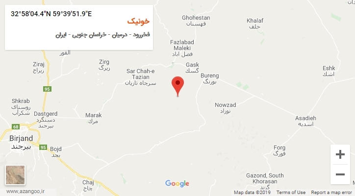 روستای خونیک بر روی نقشه