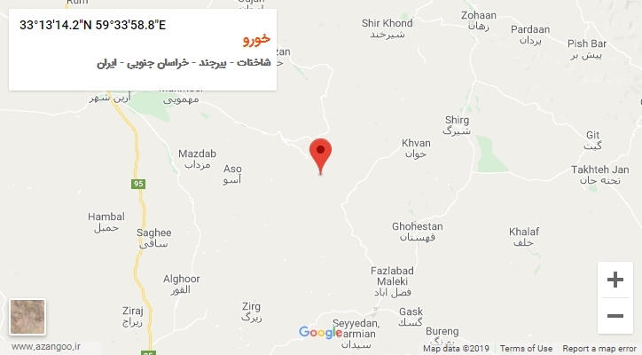 روستای خورو بر روی نقشه