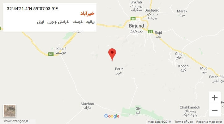روستای خیرآباد بر روی نقشه