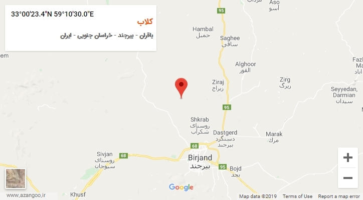 روستای کلاب بر روی نقشه
