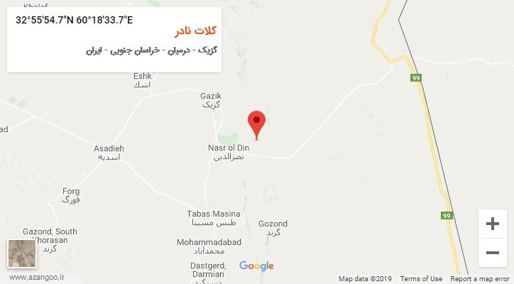 روستای کلات نادر بر روی نقشه