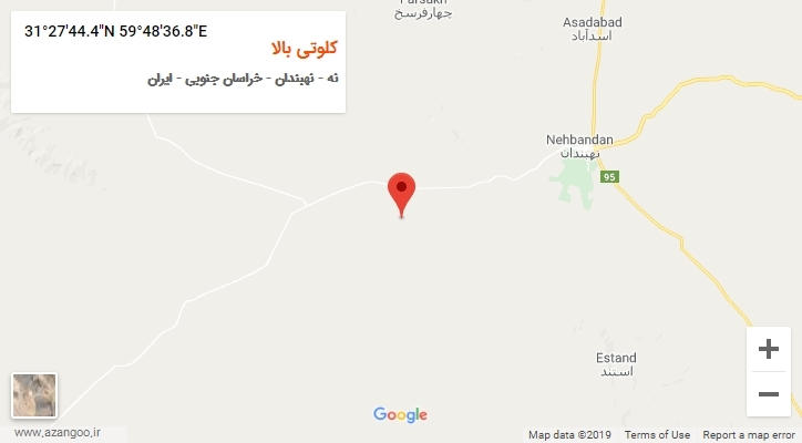 روستای کلوتی بالا بر روی نقشه