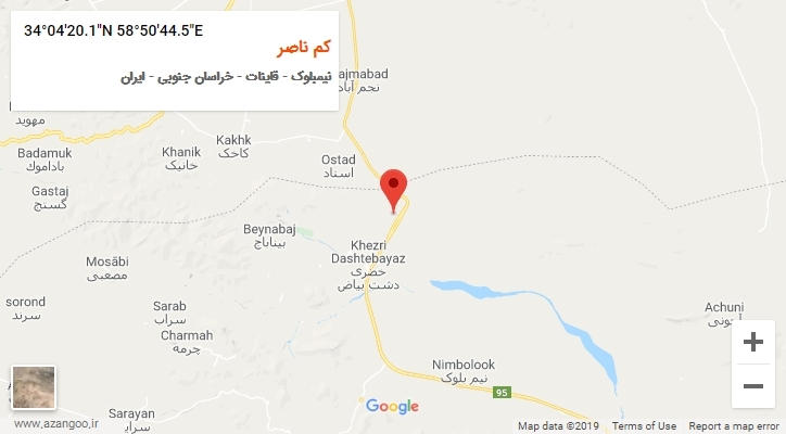 روستای کم ناصر بر روی نقشه