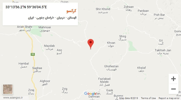 روستای کرکسو بر روی نقشه