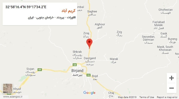 روستای کریم آباد بر روی نقشه