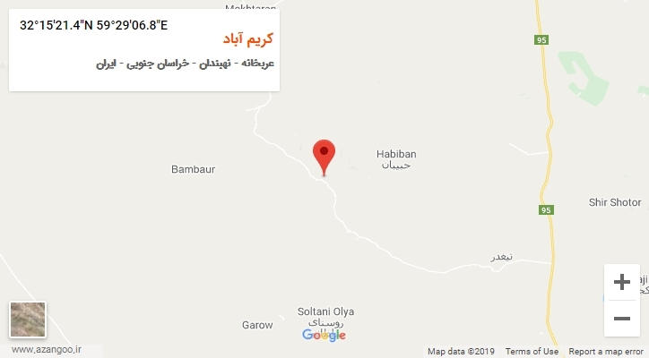 روستای کریم آباد بر روی نقشه