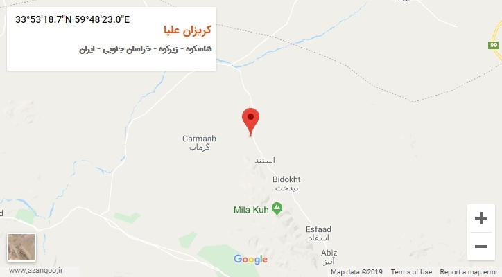 روستای کریزان علیا بر روی نقشه