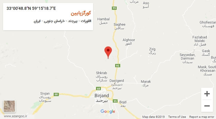 روستای کورگزپایین بر روی نقشه