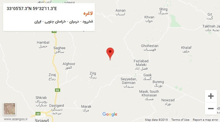 روستای لاغره بر روی نقشه