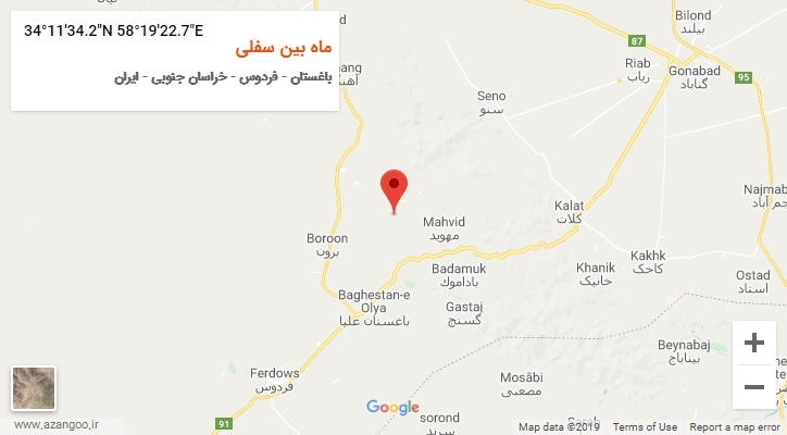 روستای ماه بین سفلی بر روی نقشه