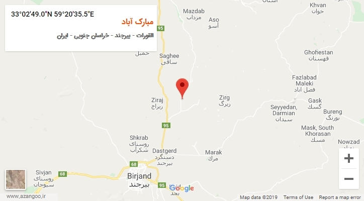 روستای مبارک آباد بر روی نقشه