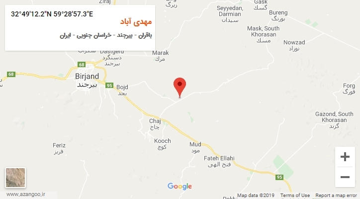 روستای مهدی آباد بر روی نقشه