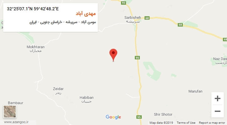 روستای مهدی آباد بر روی نقشه