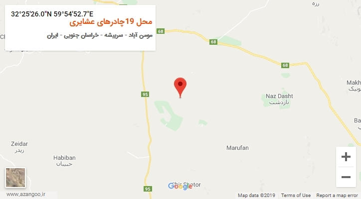 روستای محل 19چادرهای عشایری بر روی نقشه