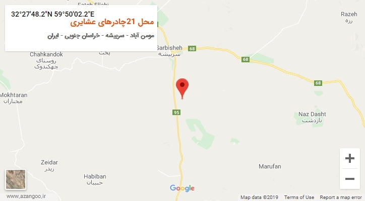 روستای محل 21چادرهای عشایری بر روی نقشه