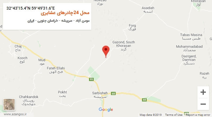 روستای محل 24چادرهای عشایری بر روی نقشه