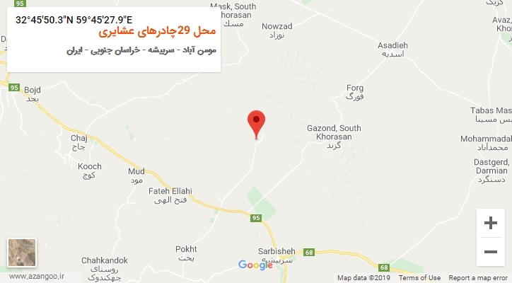 روستای محل 29چادرهای عشایری بر روی نقشه
