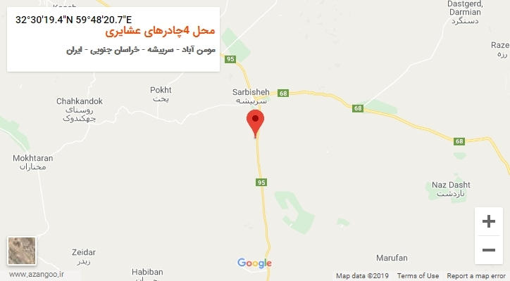 روستای محل 4چادرهای عشایری بر روی نقشه