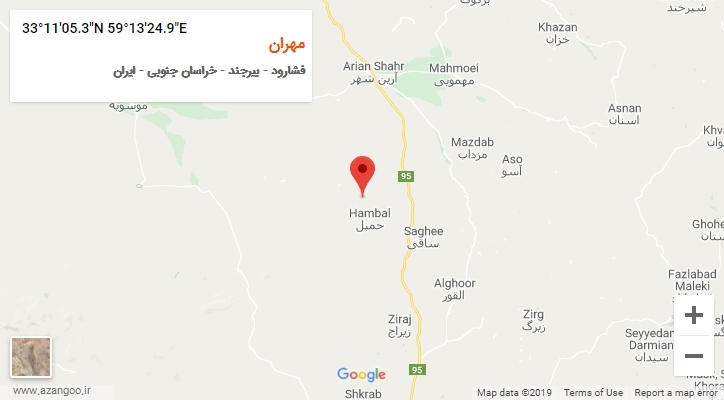 روستای مهران بر روی نقشه