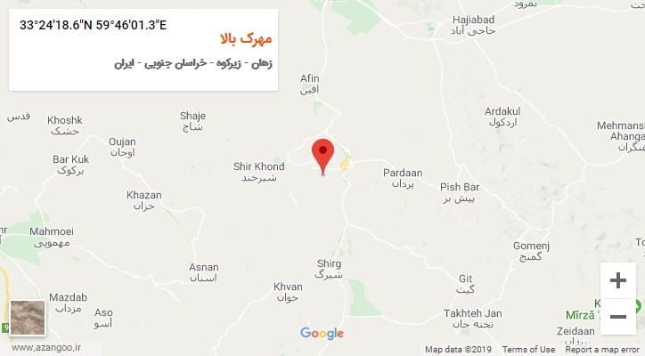 روستای مهرک بالا بر روی نقشه