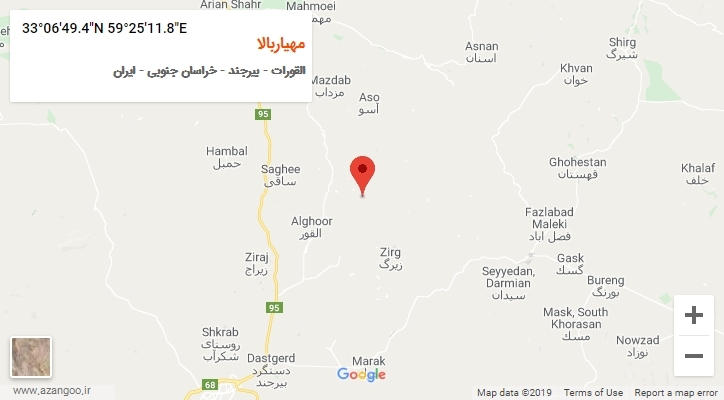 روستای مهیاربالا بر روی نقشه