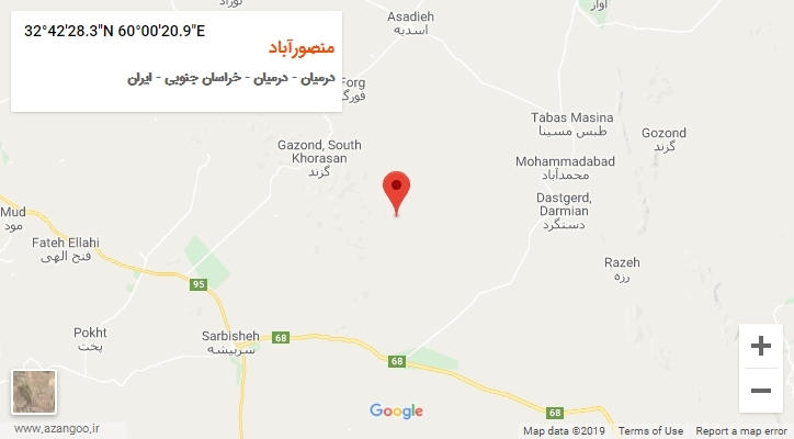 روستای منصورآباد بر روی نقشه
