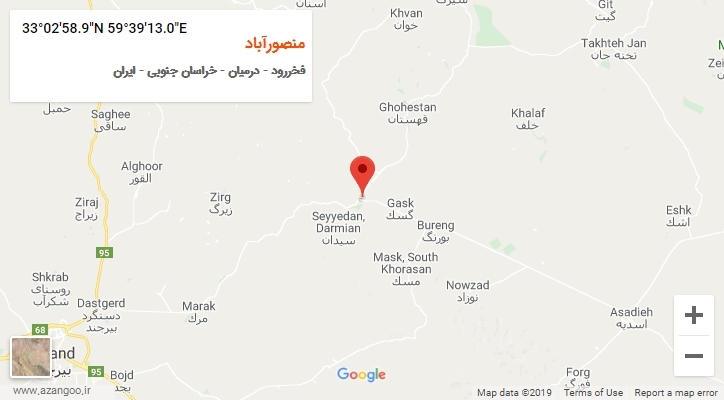 روستای منصورآباد بر روی نقشه