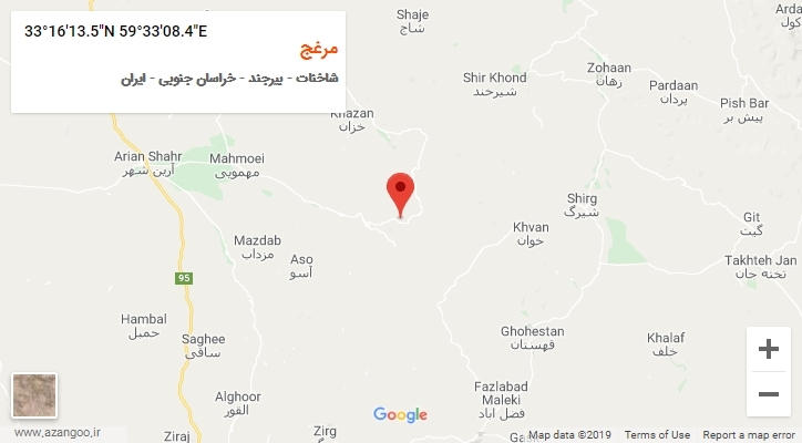 روستای مرغج بر روی نقشه