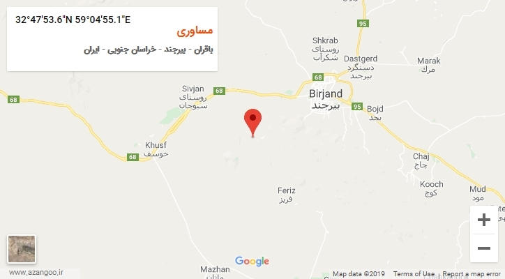 روستای مساوری بر روی نقشه