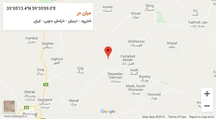 روستای میان در بر روی نقشه