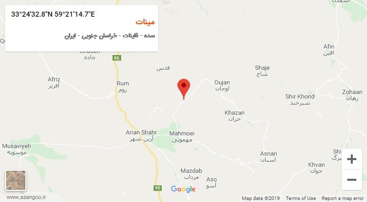 روستای مینات بر روی نقشه