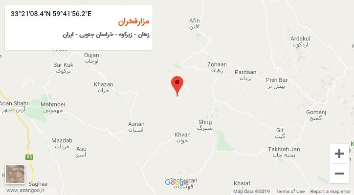 روستای مزارفخران بر روی نقشه