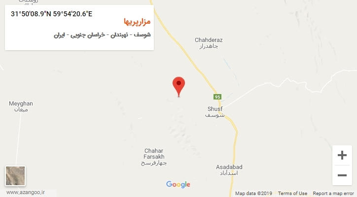 روستای مزارپریها بر روی نقشه