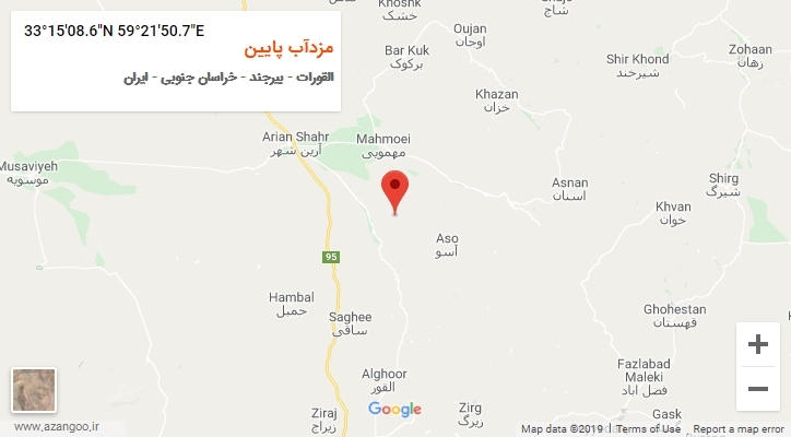 روستای مزدآب پایین بر روی نقشه
