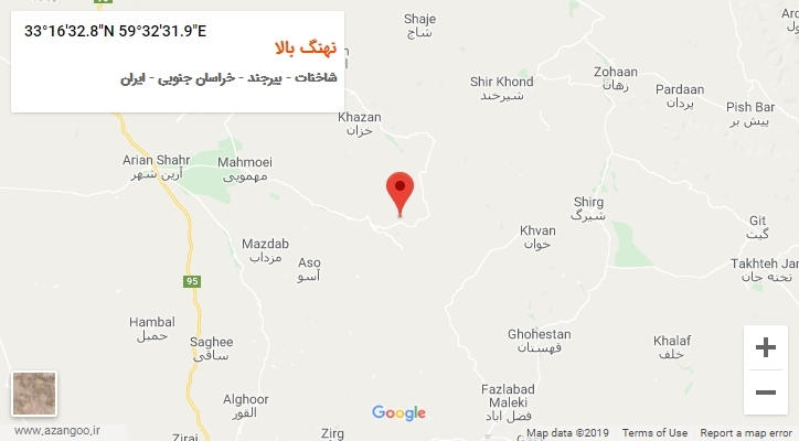 روستای نهنگ بالا بر روی نقشه