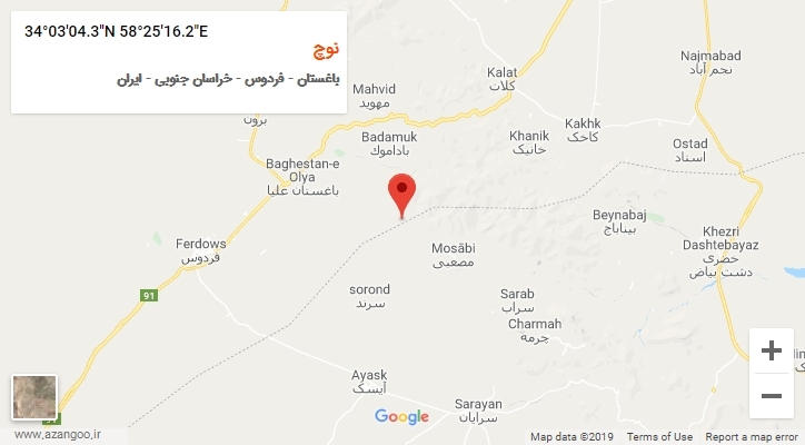 روستای نوچ بر روی نقشه