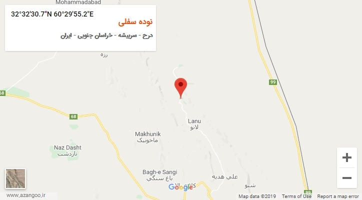 روستای نوده سفلی بر روی نقشه