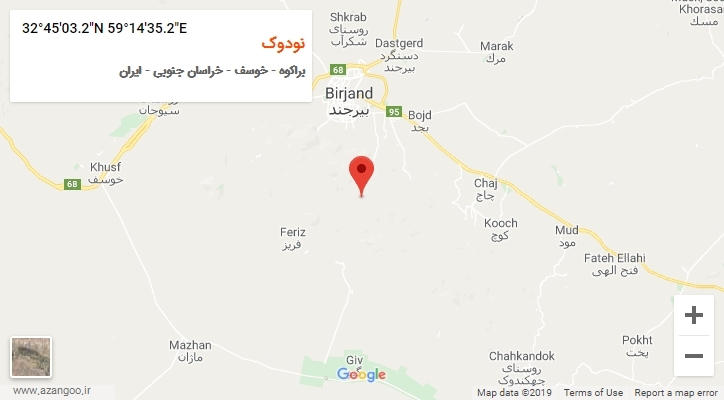 روستای نودوک بر روی نقشه