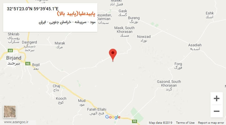 روستای پابیدعلیا(پابید بالا) بر روی نقشه