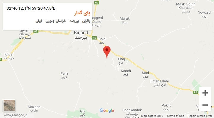 روستای پای گدار بر روی نقشه