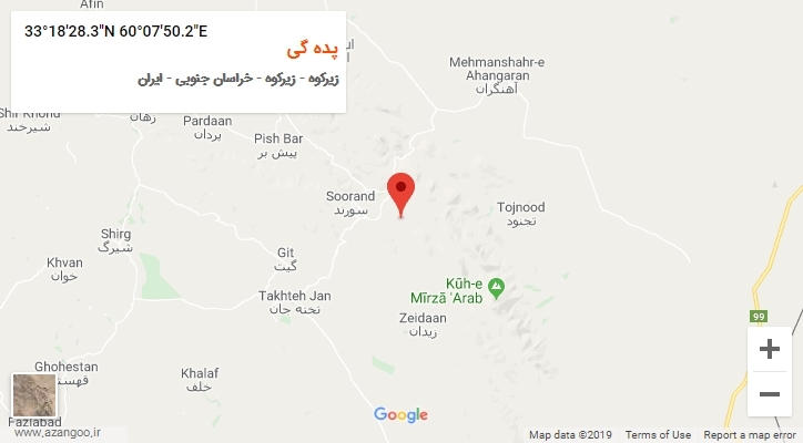 روستای پده گی بر روی نقشه