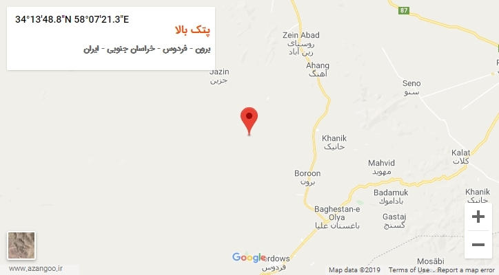 روستای پتک بالا بر روی نقشه
