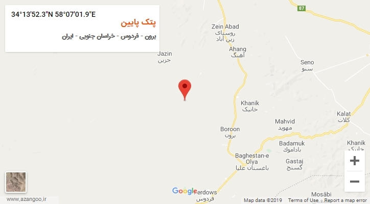 روستای پتک پایین بر روی نقشه