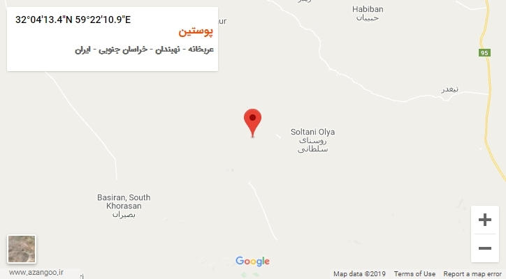 روستای پوستین بر روی نقشه