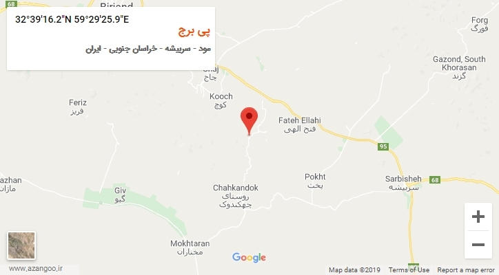 روستای پی برج بر روی نقشه