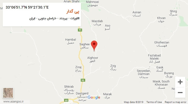 روستای پی گدار بر روی نقشه
