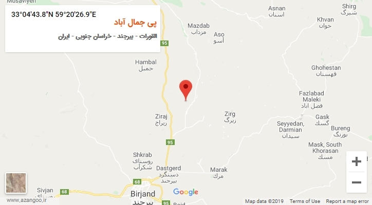 روستای پی جمال آباد بر روی نقشه