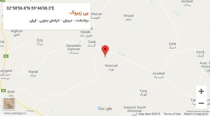 روستای پی زیروک بر روی نقشه