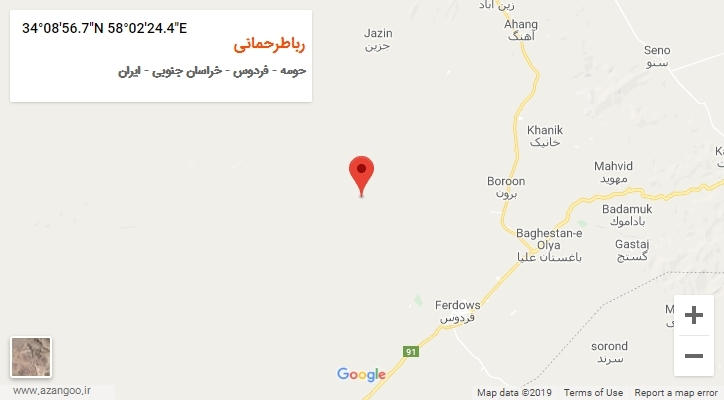 روستای رباطرحمانی بر روی نقشه