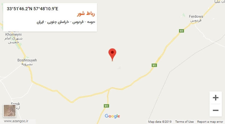 روستای رباط شور بر روی نقشه
